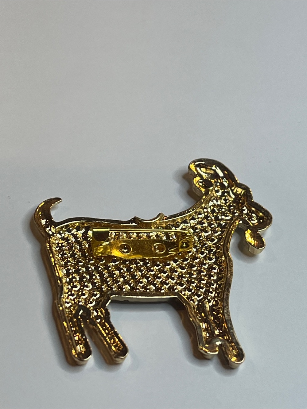 Gold-Tone Crystal Goat Brooch with Red Eye - Picture 5 of 6
